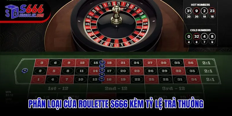 Các cửa đánh Roulete S666 phân theo mức may rủi và tỷ lệ chi trả tương ứng